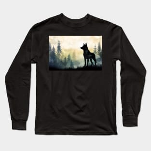 Misty boreal watercolor dog shadow Long Sleeve T-Shirt